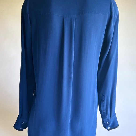 Vince Blue Black Polyester Long Sleeve Blouse size 8 - Picture 6 of 12